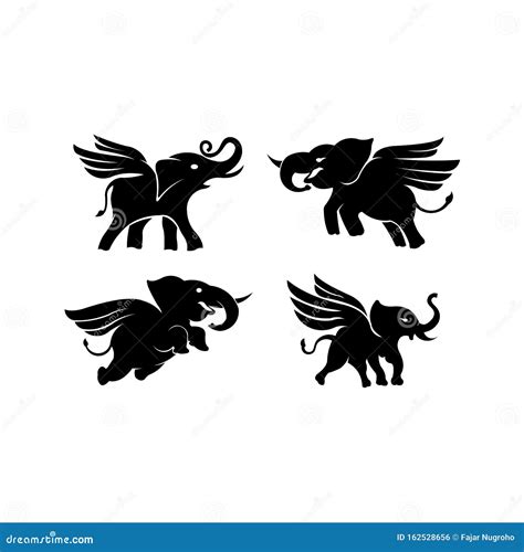 Flying Elephant,Fantastic Animal, Elephant with Wings Stock Vector ...