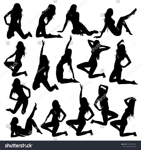 Vector Collection Silhouettes Bikini Girls Isolated Stock Vector Royalty Free 1070039501