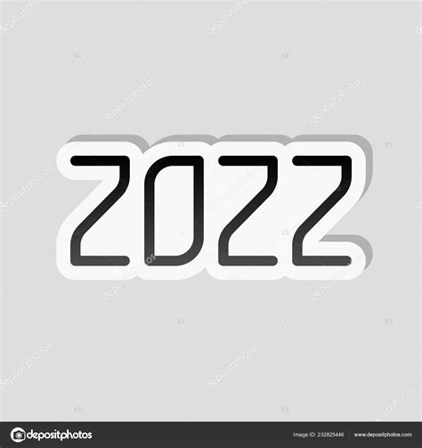 Number Icon Happy New Year Sticker Style White Border Stock Vector