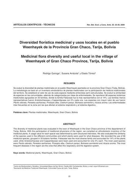 Diversidad florÃstica medicinal y usos locales en el pueblo