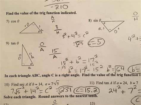 Find The Value Of The Trig Function Indicated Worksheet Answers