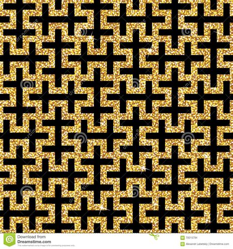 Golden Oriental Swastika Pattern Stock Vector Illustration Of Mosaic