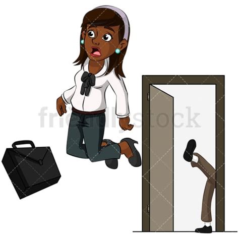 Black Woman Getting Kicked Out Cartoon Vector Clipart Friendlystock