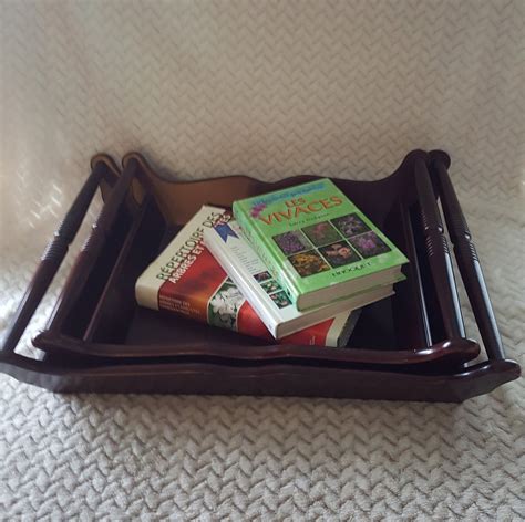 Vintage Set Large Wooden Serving Trays - Etsy