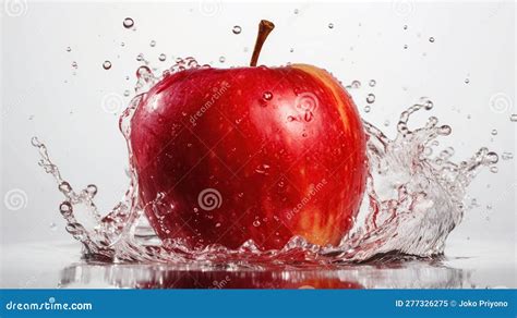 Manzana Roja Fresca Y Salpicaduras De Agua En Ai Generativo De Fondo