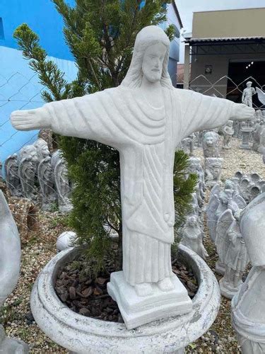 Estatua Cristo Redentor 75cm Em Cimento Parcelamento Sem Juros