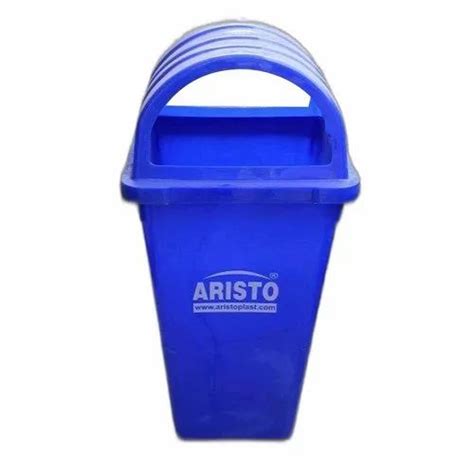 Blue Standing Aristo Square Dome Garbage Waste Dustbin For Outdoor At