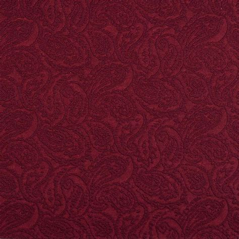 Burgundy Paisley Jacquard Woven Upholstery Grade Fabric By The Yard