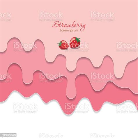 Melted Flowing Strawberry Pink Cream Background 3d Paper Cut Out Layers