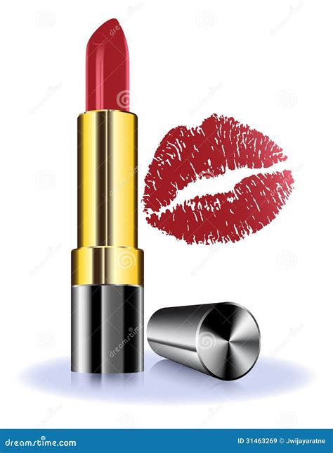 Lipstick On White Background With Red Lips Stock Vector Illustration Of Gloss Background