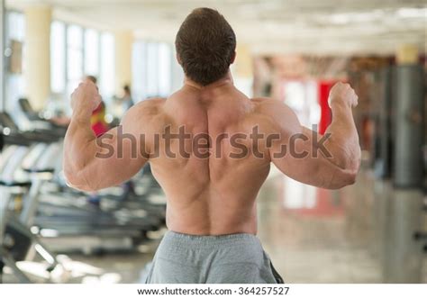 Muscular Mans Back Bodybuilder Showing His Stock Photo 364257527