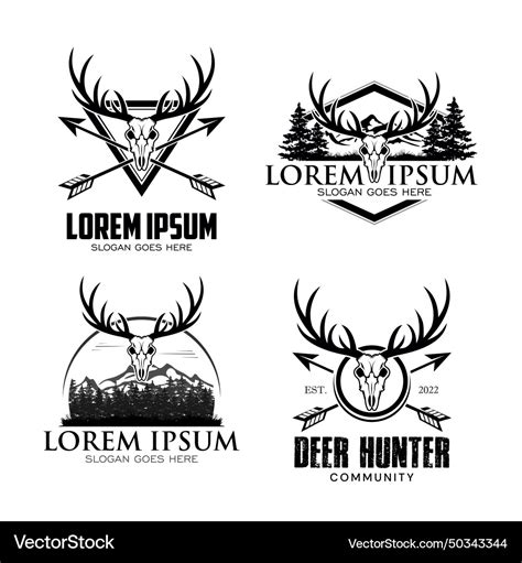 Collection Of Deer Hunting Club Logo Royalty Free Vector