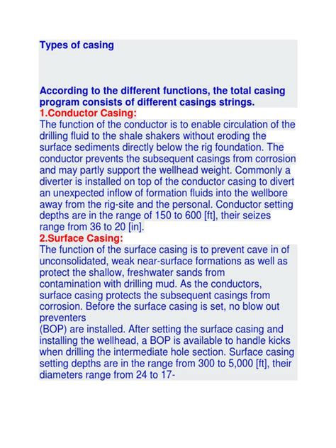 Types of Casing | Casing (Borehole) | Drilling Rig