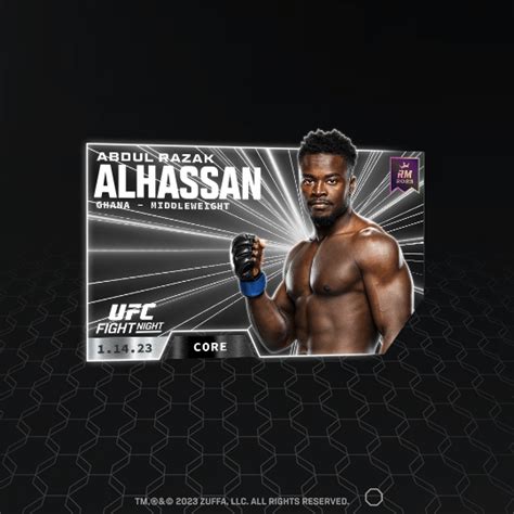 Abdul Razak Alhassan 2023 UFC Fight Night 1 14 23 Set CORE NFT For