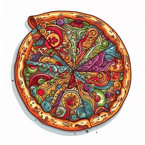 Premium AI Image | A cartoon drawing of a pizza with different colors ...