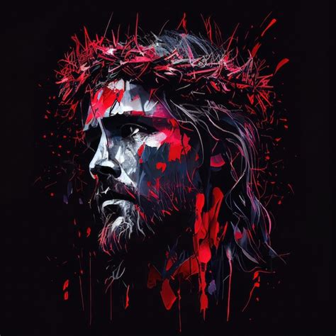 Premium AI Image Abstract Portrait Of Jesus Christ Wearing A Crown Of