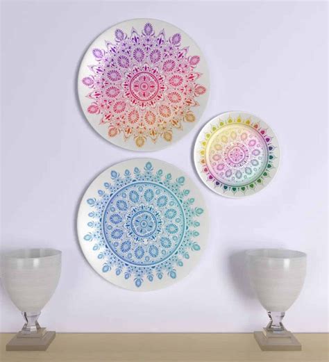 buy ceramic wall plates  multi color mandala set