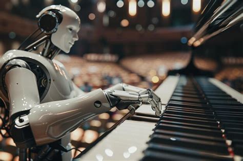 Premium Photo A Robot Musician Playing A Piano In A Concert Hall