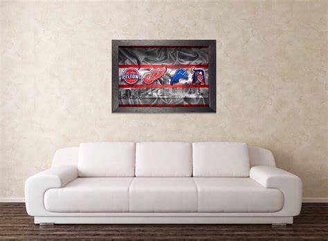 Detroit Sports Poster Detroit Lions Tigers Red Wings Pistons 16x20in