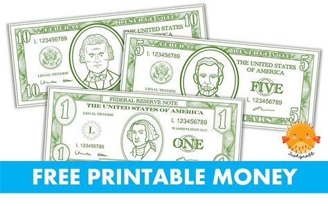 Free Printable Play Money Template for the Classroom