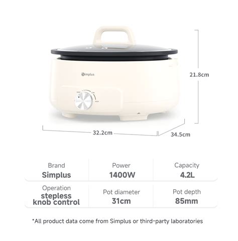 Simplus L Multi Function Electric Hot Pot Nonstick Electric Cooker Sunken And Removable