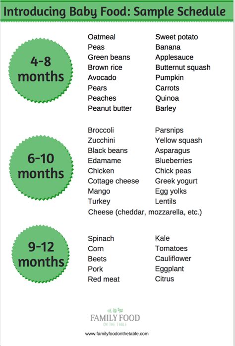 Checklist Printable Baby Solid Food Chart