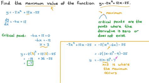 Determine The Maximum And Minimum Values Of Quadratic Functions