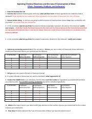 Phet Reactants Products And Leftovers Exploring Chemical Reactions Pdf