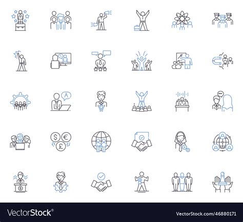 Political Science Line Icons Collection Democracy Vector Image