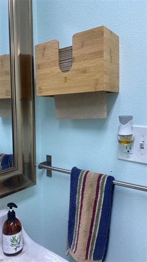 Bamboo Paper Towel Dispenser Wall Mounted Or Countertop Paper Towel