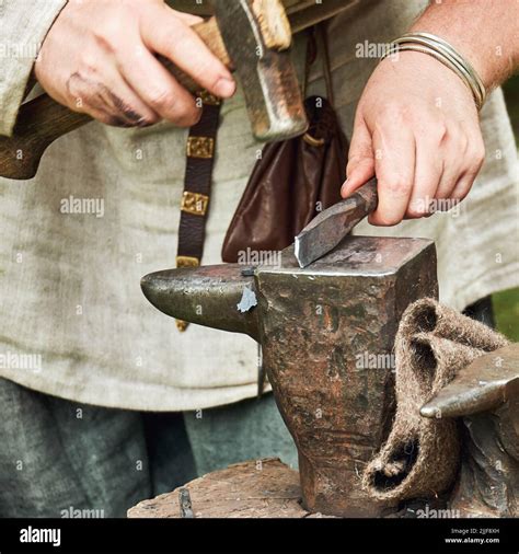 Work Of A Medieval Blacksmith For The Manufacture Of Metal Products