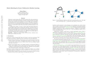 Matrix Sketching For Secure Collaborative Machine Learning Papers