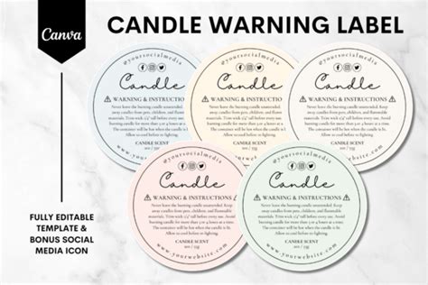 Candle Warning Label Canva Template Graphic By Sundiva Design