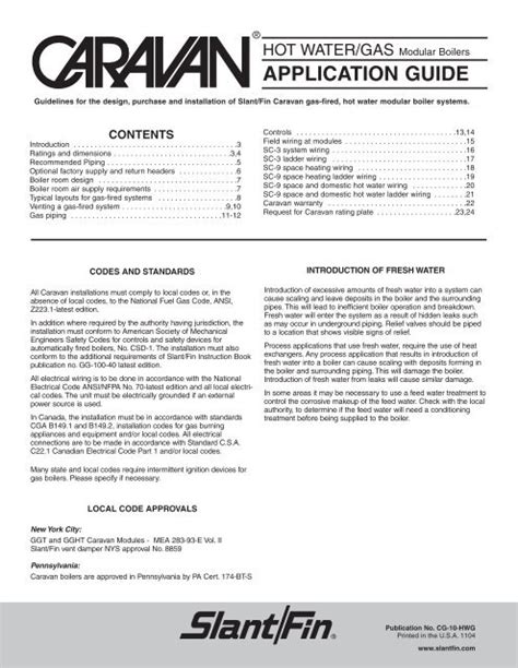 Modular Boiler Application Guide Gas Fired Hot Water Slant Fin