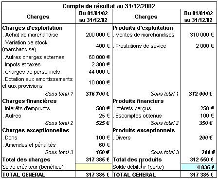 Les Comptes De R Sultat Et De Bilan