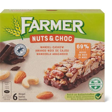 Kaufen Farmer Nuts Choc Riegel Schokolade Mandel Und Cashew Migros