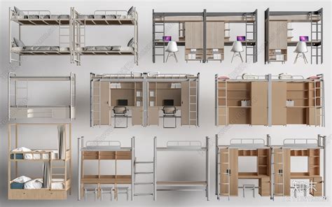 现代宿舍高低床su模型下载【id1150193031】知末su模型网