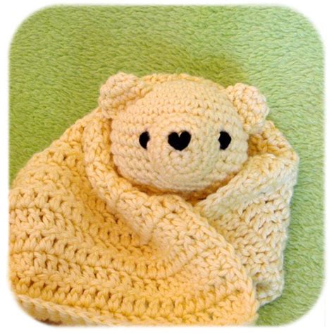 crochet teddy bear blanket buddy in yellow cotton by HenryStMartin ...