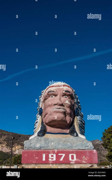 Controversial Indian head statue Stock Photo - Alamy