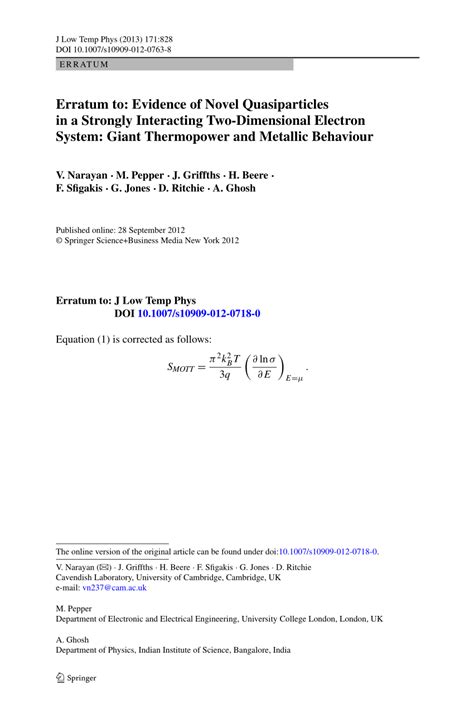 PDF Evidence Of Novel Quasiparticles In A Strongly Interacting Two