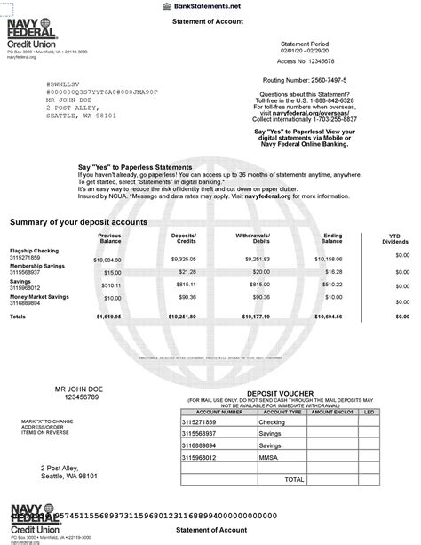 Navy Federal Bank Statement Bank Statements Statement Of Account