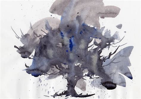 Tree Abstract Painting in Watercolor Artwork Decorative Art Stock ...