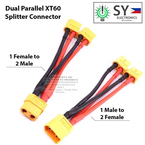 ☎dual Xt60 Parallel Male Female Y Splitter 1m To 2f 2f To 1m Plug Wire Connector Jack Cable Xt