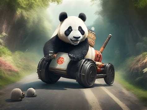 Cute and Cuddly: Adorable Rolling Panda Print Stock Illustration ...