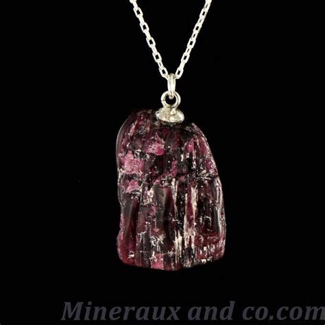 Pendentif pierre tourmaline rose brute Pierres roulées et argent