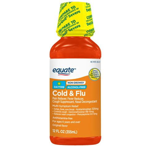 Equate Daytime Cold and Flu Relief, Liquid Cold Medicine, 12 fl oz ...