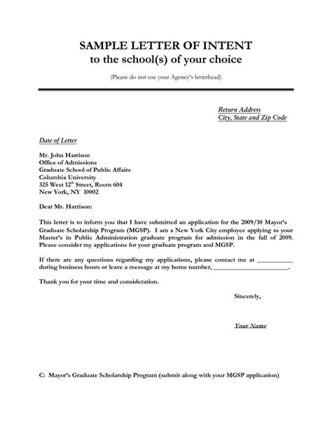 Letter Of Intent Template Microsoft Word Samples - Letter Template ...