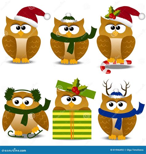 Christmas Owl In Santa Hat Stock Vector Illustration Of Merry