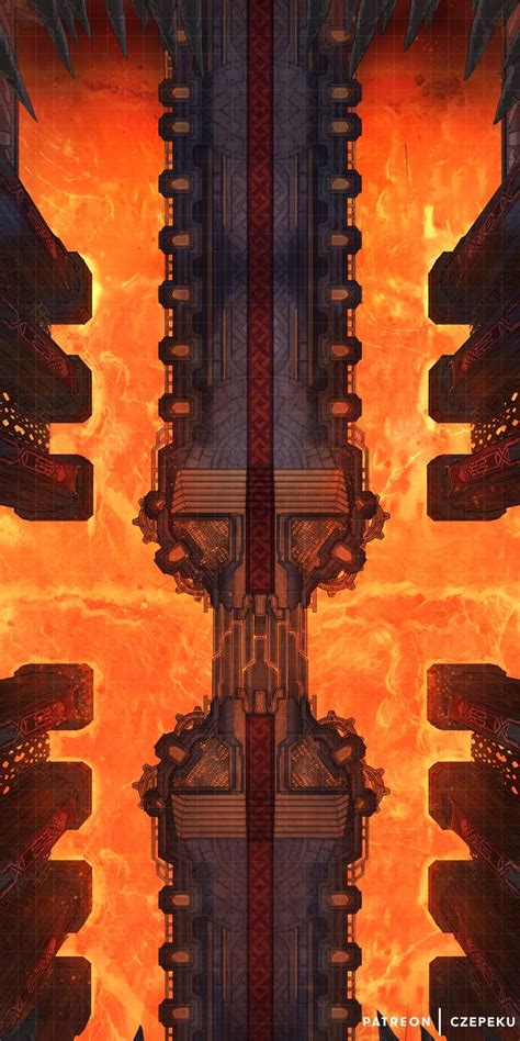 Dwarven Throne Hall Lava Bridge D D E Battlemap