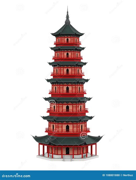 Chinese Pagoda Tower Isolated Stock Illustration Illustration Of